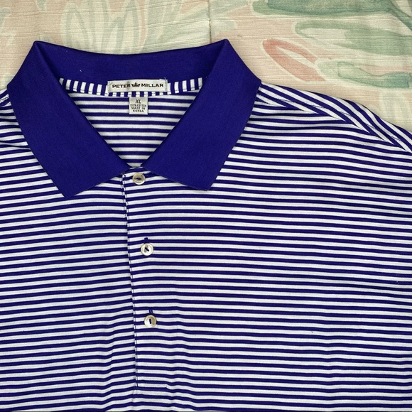 Peter Millar Stretch Stripe Golf Polo Shirt Purple - Picture 3 of 7